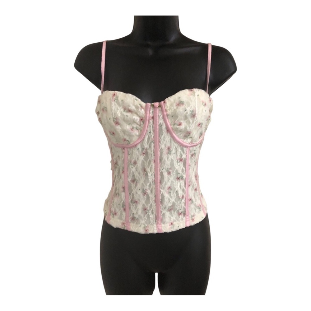 Pretty Garbage off-white & pink lace corset style top size medium brand new - Picture 12 of 14